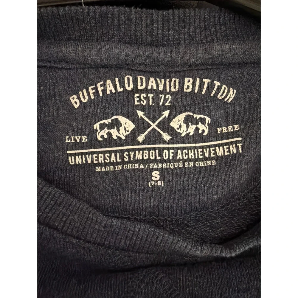 Buffalo David Bitton Sweatshirt Boys S 7-8 Navy Blue Excellent Heather Pullover